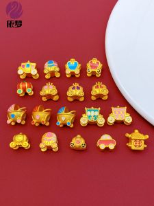 Handmade DIY Sand Gold Pumpkin Carriage Bracelet Necklace Pendant Accessories Woven Beading Material Alloy Plated Silver Gold