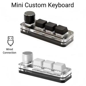RGB 3 key 1 Knob Customize Mini Macro Mechanical Keyboard Copy Paste Shortcut Key E-sports Game Custom Hot Swap Mini Keyboard