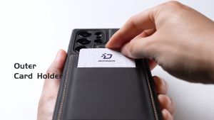 Ốp Lưng Da Sạc Từ Tính Samsung Galaxy S25 Ultra DUX DUCIS Rafi II Series có ngăn đựng thẻ chân đế Chính hãng