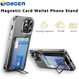 INOVAGEN Snap On Mag-Safe Phone Stand with Card WalletTransparent Foldable Portable Magsafe Phone Holder
