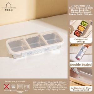 MODERN SWEETHOME | Stainless Steel Refrigerator Food Storage Box