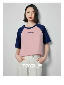 Toyouth | Áo Thun Bông Duyên Dáng Tay Raglan Màu Đối Lập