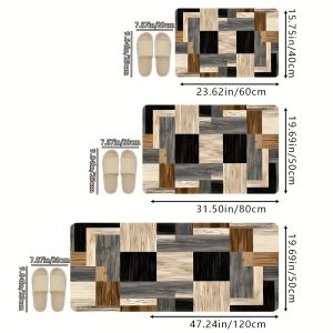 Thảm Chùi Chân Nhiều Màu Vân Gỗ Phong Cách Hiện Đại Thảm Trải Sàn Bằng Polyester Cho Nhà Bếp Phòng Ngủ Phòng Khách Trang Trí Phòng Tắm