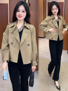 Casual Short Womens Windbreaker Double Breasted Fashionable Spring 2025 Slimming Compact Versatile Stylish Outerwear