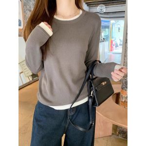 La Chapelle | Korean Style Round Neck Long Sleeve Knit Top for Women