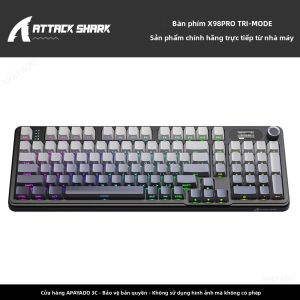 Bàn Phím Cơ Attack Shark X98Pro RGB Hỗ Trợ Thay Nóng Đầy Đủ Màn Hình Màu TFT Núm Xoay Kim Loại CNC 98 Phím Cấu Trúc Gasket Ba Chế Độ Kết Nối