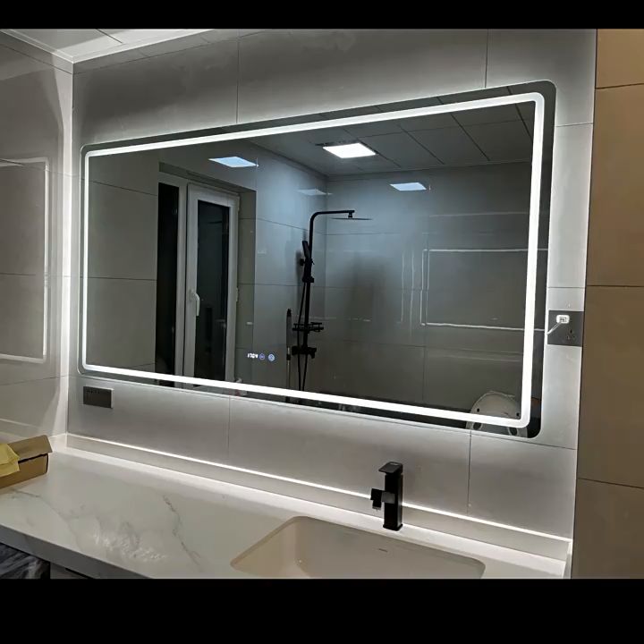 Modern bathroom mirror decorative mirror wall makeup anti-fog LED ...