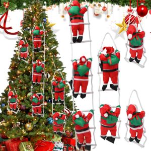 บันไดสำหรับปีนการตกแต่งคริสต์มาสซานตาคลอสต้นคริสต์มาสเครื่องประดับปีนเขาเชือกซานตาคลอสของขวัญคริสต์มาสตกแต่งบ้าน