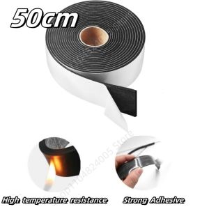 50cm Black Silicone Rubber Strip Self Adhesive Non-Slip Anticollision Absorption High Temperature Sealing Strip Thicknes 1/2/3mm