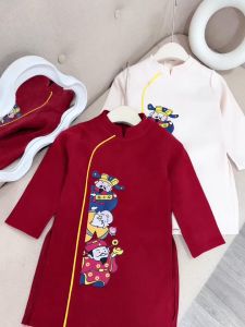 Áo dài cho bé trai phúc-lộc-thọ áo dài cách tân bé trai vạt chéo sz 10-30kg