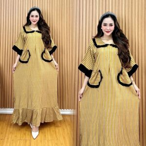 dres terbaru mewah viral  dres ledi  lalisa salur variasi saku dres jumbo ld 120 dres rempel motif dres motif kekinian dres wanita viral termurah