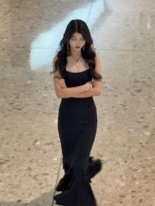SUHUIQIAN | Black Fish Tail Straps Summer New Dress