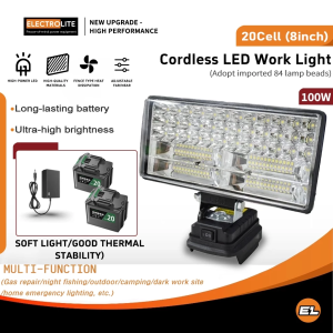 8 INCH Cordless LED Work Light Flashlight Electric Spotlight Lithium Battery Outdoor Floodlight Emergency Light Camping Light 锂电露营灯