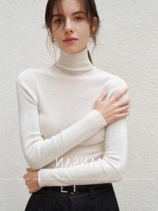 เรียบหรู ผ้าขนสัตว์ถักคอสูง ผ้าขนแกะ สลิมฟิต เสื้อฐาน ผู้หญิง ทันสมัย มีสไตล์ เสื้อสเวตเตอร์ เสื้อตัวในหลายชั้น เสื้อท่อนบน