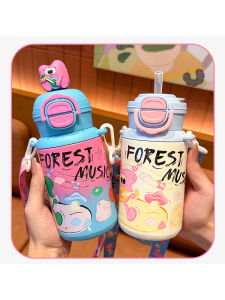 ถ้วยกันความร้อนสำหรับเด็ก Bobdog 316 สแตนเลส น้ำหนักเบา ถือได้ ดีไซน์น่ารัก ดื่มได้สองทาง ถ้วยกันความร้อนแบบสะพายข้าง