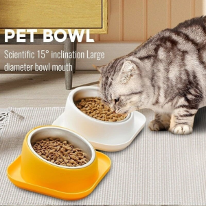 Pet Bowl Cat Bowl Anti Overturning Dog Bowl Protects Cervical Neck Stainless Steel Bowl Pet Feeder