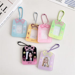 INS Transparent Cartoon Bows One-Inch Photo Frame Pendant Young Adult Can Hold Photos Photo Sticker with Card Position Keychain