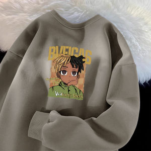 เสื้อฮู้ดคอกลมแขนยาวทรงหลวมสไตล์อเมริกันย้อนยุคสำหรับผู้ชาย ฤดูใบไม้ผลิและฤดูใบไม้ร่วง เสื้อคลุมกันหนาวแบบสวมหัว