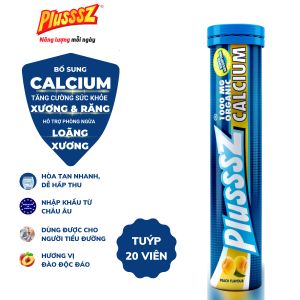 [COMBO 2 TUÝP X 20 VIÊN] Viên Sủi Plusssz Multivitamin – (Cam) + Plusssz Calcium – (Đào Chanh Leo)