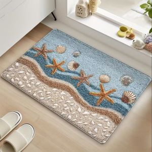 VIKAMA Cute Tufted Santa Claus Doormat Green Merry Christmas Snowy Welcome Mat Entryway Rug Front Porch Xmas Home Decor