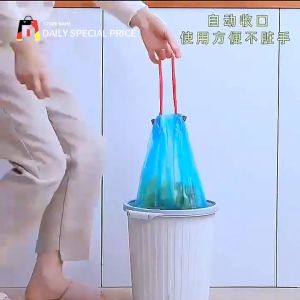 1Roll=15Pcs Trash Bags with Strings Thickened Garbage Bag with Handle Drawstring Rubbish Bags Home Care Supplies