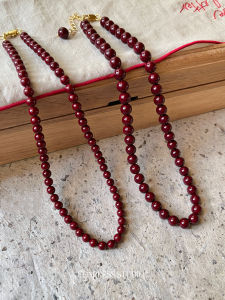 Fearless New Chinese Style Anchor Red Beaded Necklace Womens High-End Sensation Autumn Winter Layering Clavicle Chain