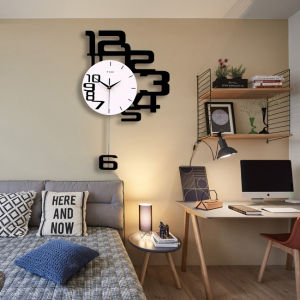 【Fans tone】Swing Wall Clock Modern Design Nordic Style Living Room Wall Clocks Home Decor Modern Creative Bedroom Silent Wall Clock