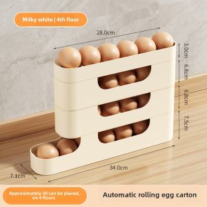 Assembly Required Egg Storage Box Slide down Design Shockproof Fridge Side Door Compatible Automatic Rolling Egg Holder