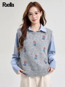 puella | Fashion Knitted Vest with Embroidery Shirt Female