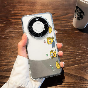 Creative SpongeBob Silicone Phone Case for Huawei Mate 80 Female Version Transparent Full Cover Battery Saving Cute Cartoon Design