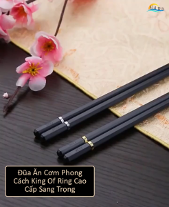 Đũa Ăn Cơm Kháng Khuẩn HADU Kiểu Nhật Đũa Hợp Kim Viền Vàng Sang Trọng Chống Mốc Chống Trượt