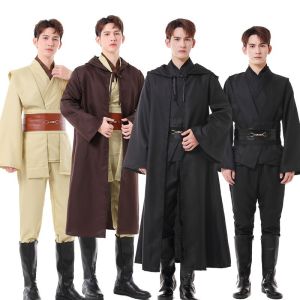 ชุดสตาร์วอร์สสำหรับผู้ใหญ่ ชุดสุดท้าย สำหรับเครื่องแต่งกายคอสเพลย์เจไดลู่คสกายวอล์คเกอร์สีดำ อนาคินสกายวอล์คเกอร์ชุดเสื้อคลุมชุดแต่งกายสำหรับงานเทศกาลฮาโลวีน