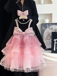 New Style Fashionable Bow Tulle Dress Glitter