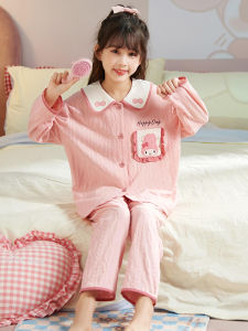 DTHN | Girls Cotton Pajamas Spring Autumn Long Sleeve Set Princess Style Home Clothes Breathable Antibacterial Anti Odor Cute Cartoon