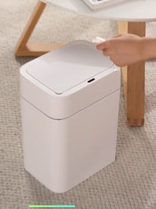 SG New 16L Kitchen Toilet Bedroom Smart Sensor Bin Auto Open Small Plastic Bin White Soft Closing Trash Bin by Thehomeshoppe