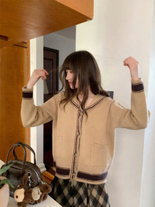 NIHAOKANONG | Áo Len Cardigan Cổ Thủy Thủ Dáng Rộng Phong Cách Preppy