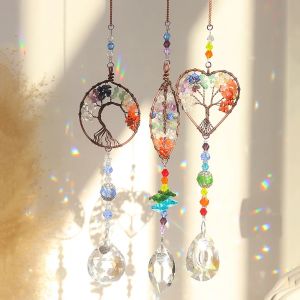 1 Piece Tree of Life Sun Catcher Pendant Heart and Leaf Design for Hanging Decorations in Homes and Gardens
