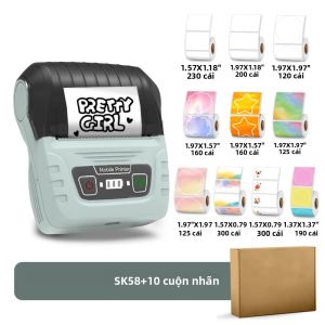 Máy In Bluetooth Di Động SINMARK Với 10 Cuộn Giấy - Máy Làm Nhãn Dán Mini Làm Quà Tặng Học Sinh Máy In Nhãn Sáng Tạo Trong Hộp Quà Tặng