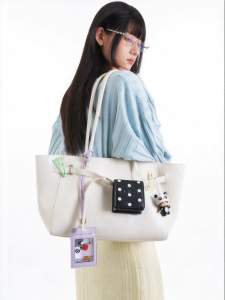 JANDRESS | White Leather Multi-Functional Shoulder Tote Bag