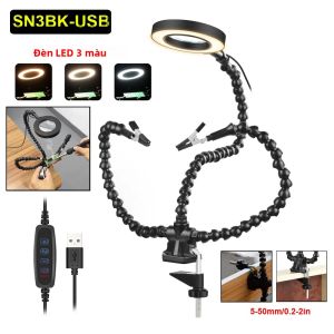 Dụng Cụ Hỗ Trợ Hàn Toolour Helping Hands Với 5 Cánh Tay Linh Hoạt Kẹp Bàn Có Thể Điều Chỉnh Kính Lúp 3X Giá Đỡ PCB Màu Đen/xanh Dương