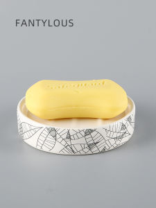 Rounded Japanese Style Ceramic Soap Dish Soap Box Draining Rack Bathroom Hotel Porcelain Tray Soap Dish Soap Holder