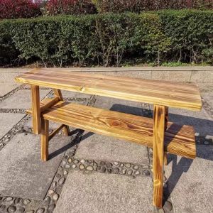 Retro Style Solid Wood Dining Table And Chairs for Restaurant And Noodle Shop Special Charcoal Grilled Table Furniture