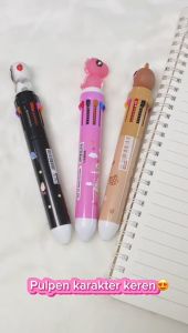 Animals Multicolor 10 Color Ballpoint Pulpen Isi 10 Warna Motif Karakter Hewan Lucu Bolpoin Multiwarna