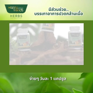 (5 กระปุก แถมฟรี กระเป๋านำโชค) Happy Trends Herbs แฮปปี้ เทรนด์ เฮิร์บ อาหารเสริมบำรุงกระดูก ช่วยคลายเส้น สกัดจากสมุนไพร
