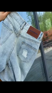 Lucky stars กางเกงยีนส์ขากว้างเอวสูง ทรงหลวม สไตล์เกาหลี ใส่แล้วขายาว หุ่นดี