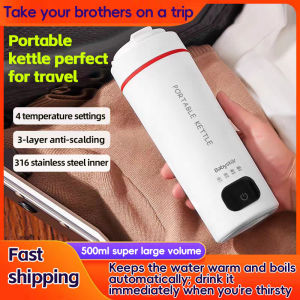 Travel-sized portable kettle 500ML Travel Thermo Cup Fast Boil & Keep Warm Auto Shut-Off for Car/Office/Outdoor