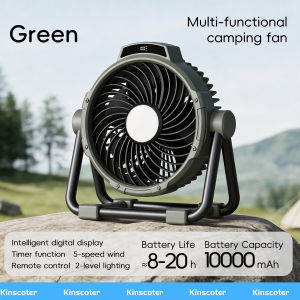 Portable 6 in 1 Outdoor Camping Fan 10000mAh Rechargeable Wireless Tent Ceiling Fan 5 Speed Adjustment Remote Control LED Light
