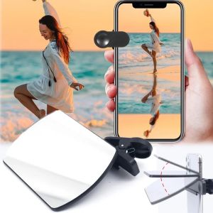Universal Smartphone Camera Mirror Reflection Clip Kit with Selfie Reflector Adjustable Mobile Phone Lens Mirror Clip