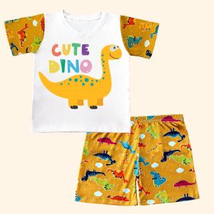 Dinosaur Terno Tshirt and Shorts for Kids Boys 2-10 yrs old Cotton Spandex Dino Clothing Sets & Coordinates Baby Clothes