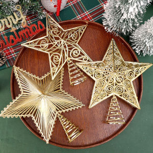 20Cm Vàng ngọn cây giáng sinh Sao trang trí Giáng sinh Cho Nhà đồ trang trí Cây giáng sinh Retro ánh kim Bông Tuyết Treetop Trang Trí Nội Thất Năm Mới 2025